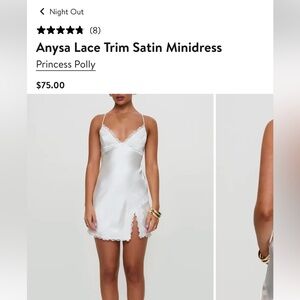 Princess Polly Ivory Lace-Trim Satin Slip Dress